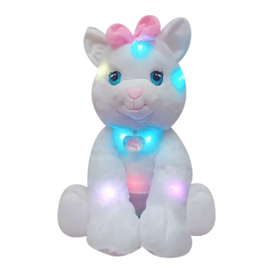 Плюшено коте с LED светлини, бяло, 30 см Плюшено коте с LED светлини, бяло, 30 см