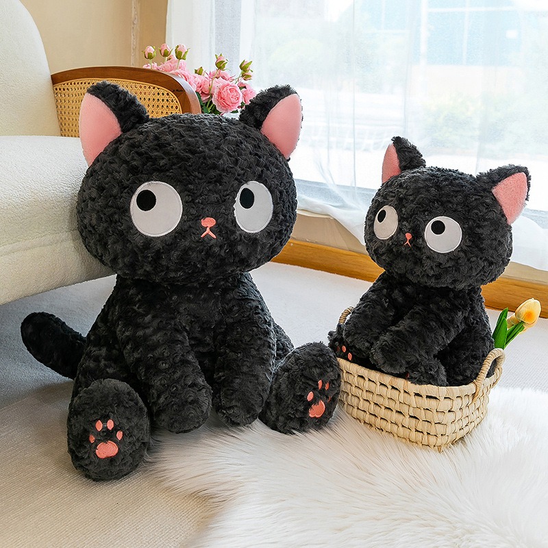 Плюшено коте Кити, черно, 45 см