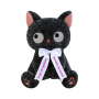 Плюшено коте Кити с надписана панделка, черно, 45 см