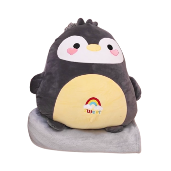 Плюшена възгланица пингвин и одеалце, 40 см