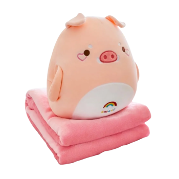 Плюшена възглавница прасенце и одеалце с надпис, 40 см