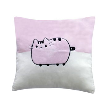 Плюшена възглавничка с коте, розово и бяло, 30 см