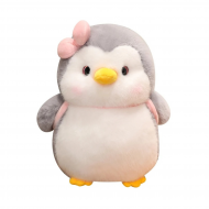 Плюшен пингвин Лори с розова чантичка, сив, 25 см