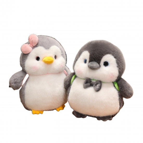 Плюшен пингвин Бруно със зелена раничка, черен, 25 см