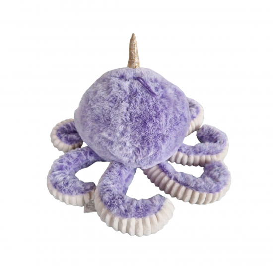 Плюшен октопод със златен рог, лилав, 30 см