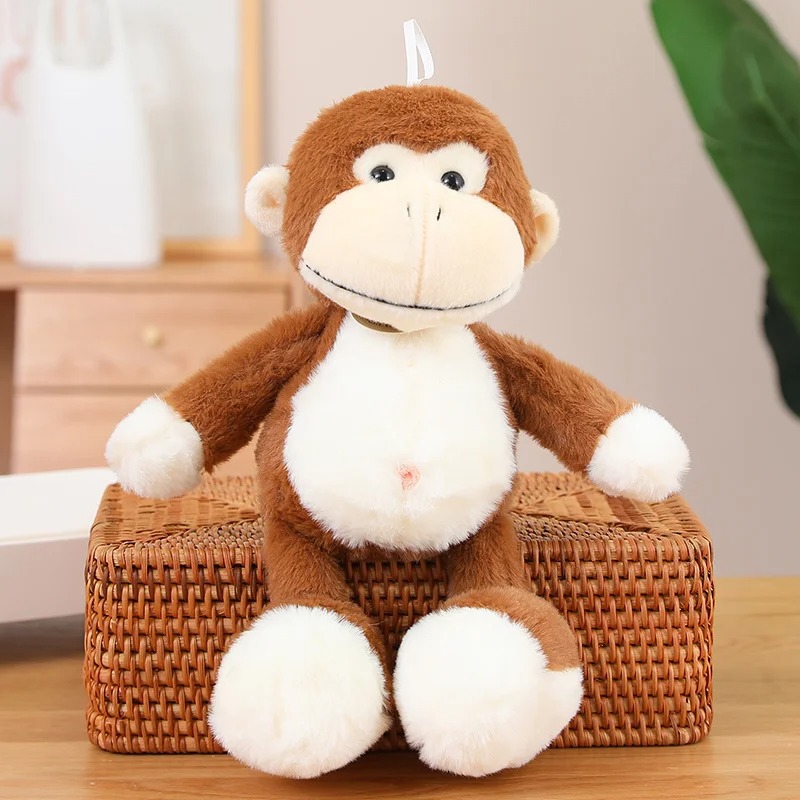 Плюшена маймуна Пепи с медальон, кафява, 30 см