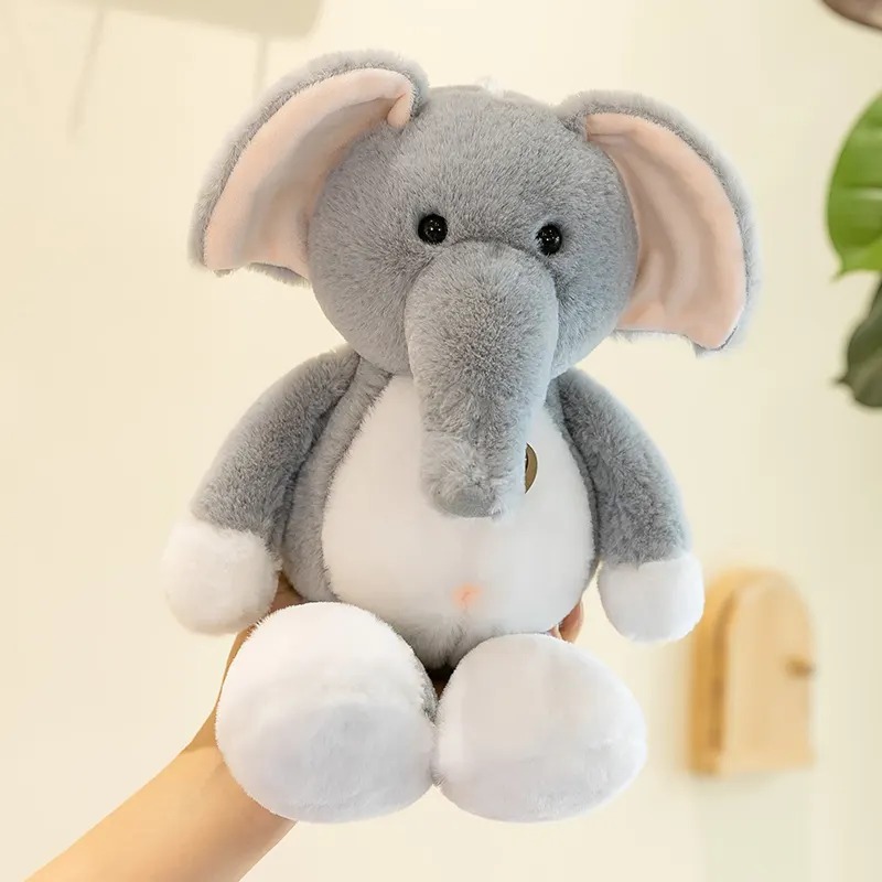 Плюшен слон Ангел с медальон, сив, 30 см