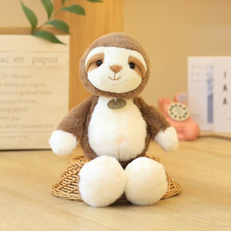 Плюшен ленивец Нани с медальон, кафяв, 30 см