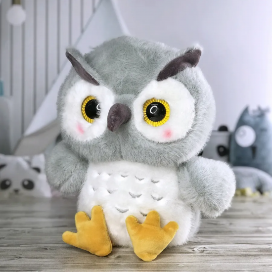 Плюшена сова Сиси, сива, 40 см