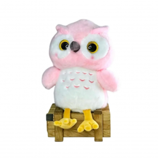 Плюшена сова Сиси, розова, 40 см