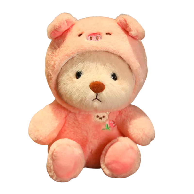 Плюшено мече в костюм на прасенце, 23 см