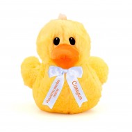 Плюшено пате с надписана панделка, жълто, 30 см  Плюшено пате с надписана панделка, жълто, 30 см