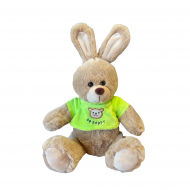 Плюшено зайче със зелена тениска, 20 см