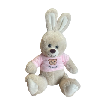 Плюшено зайче с розова тениска, 20 см