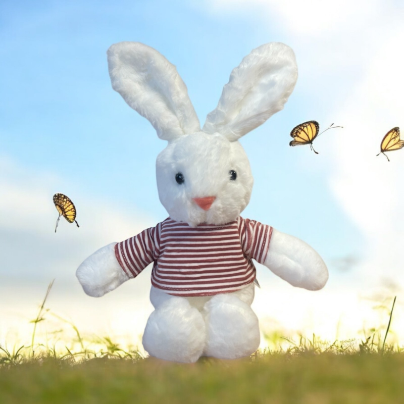 Плюшен заек Рози, бял, 30 см