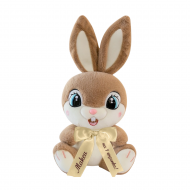 Плюшен заек Бени с надписана панделка, кафяв, 30 см