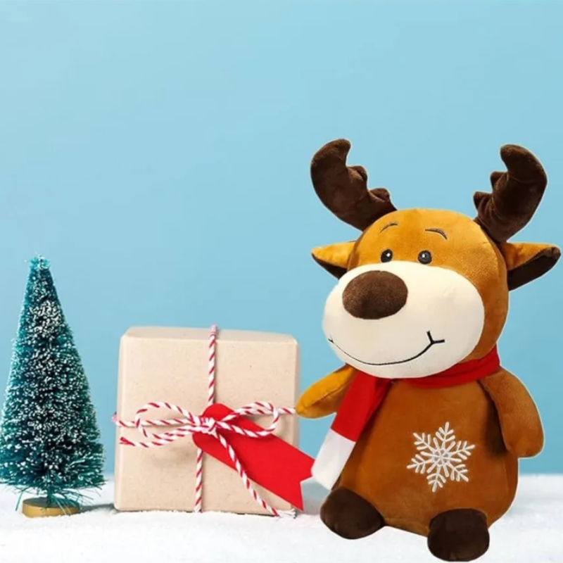 Плюшен елен Руди с коледна песен, 20 см