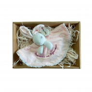 Мека играчка за гушкане зайче с надпис в подаръчна кутия Мека играчка за гушкане зайче с надпис в подаръчна кутия