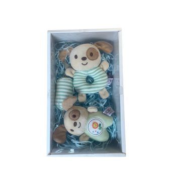 Подаръчен комплект за бебе момче - Бебешки дрънкалки Куче