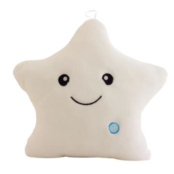 Плюшена звезда с LED светлини, бяла, 30 см