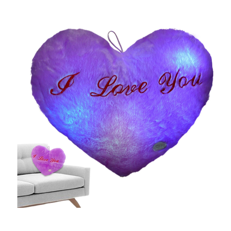 Плюшено сърце с LED светлини, лилаво, 30 см