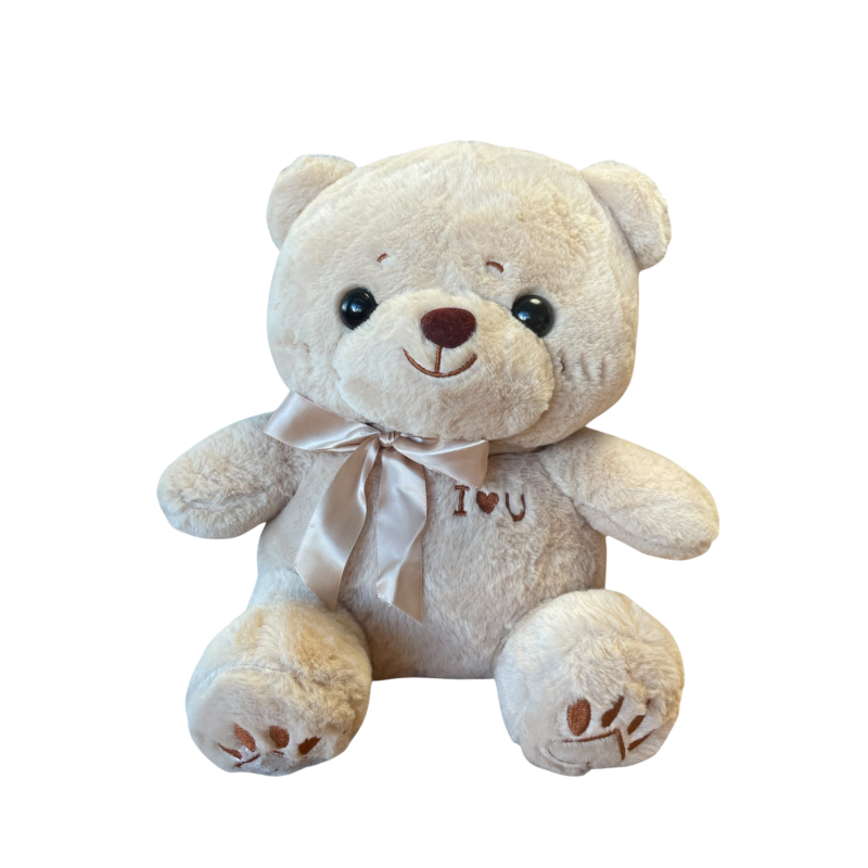 Плюшено мече с бродиран надпис I love you, кафяво, 30 см
