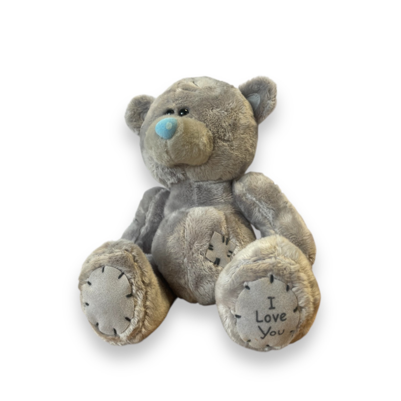 Плюшен ключодържател мече Дарин, сиво, 11 см