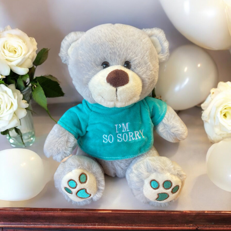 Плюшено мече I'm so sorry, сиво, 20 см