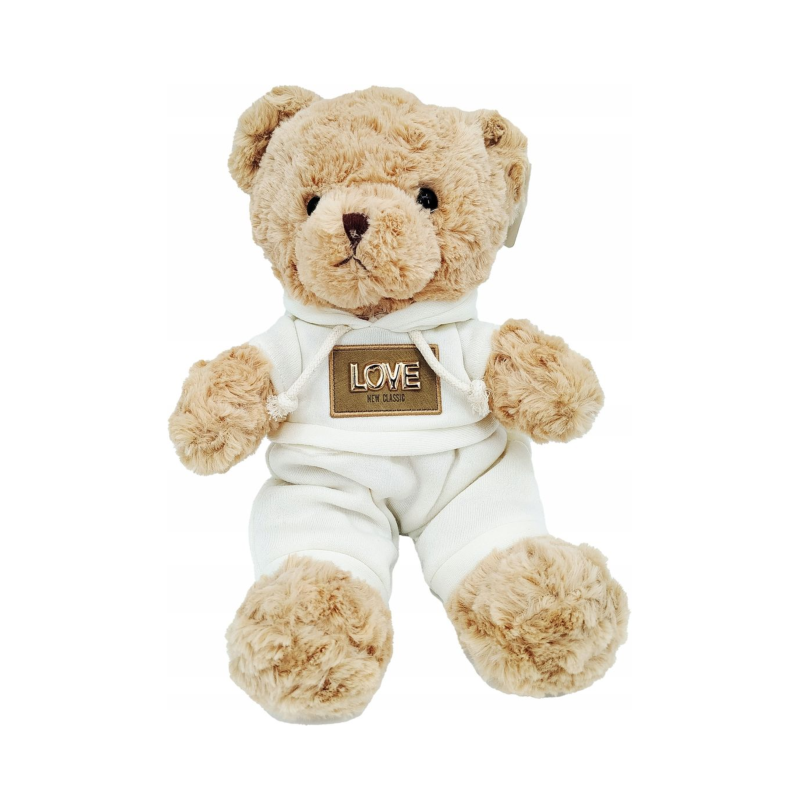 Плюшено мече с бяла дрешка LOVE, кафяво, 30 см