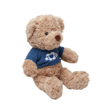 Плюшено мече Ради със синя тениска I love you, кафяво, 25 см