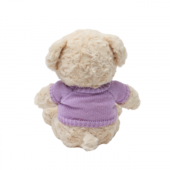 Плюшено мече Ради с лилава тениска I love you, екрю, 25 см