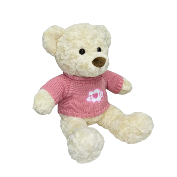 Плюшено мече Ради с розова тениска I love you, екрю, 25 см