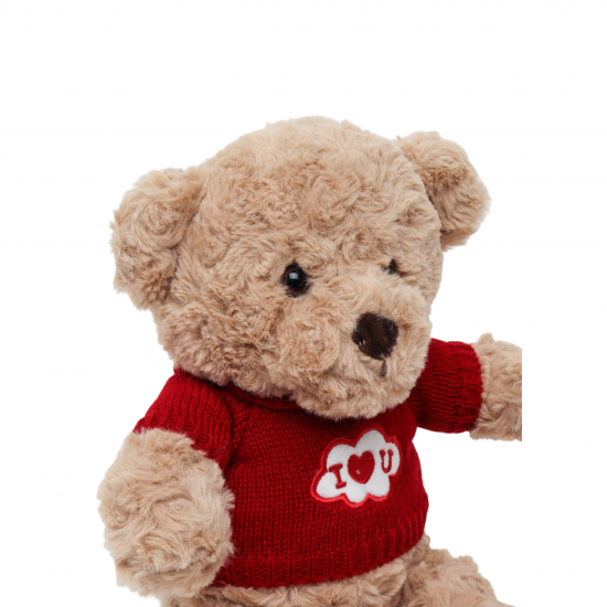 Плюшено мече Ради с червена тениска I love you, кафяво, 25 см