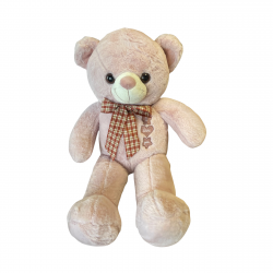 Плюшено мече Гери с панделка и сърчице, розово, 60 см