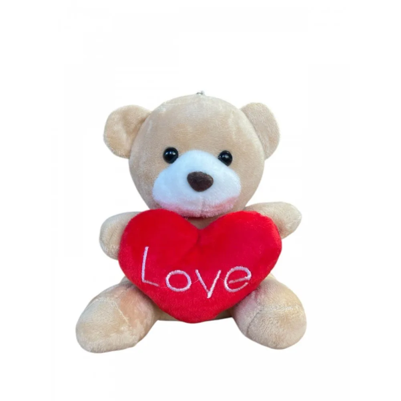 Плюшено мече със сърце LOVE, кафяво, 16 см