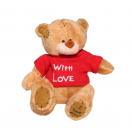 Плюшено мече Тони с червена тениска With love, кафяво, 20 см