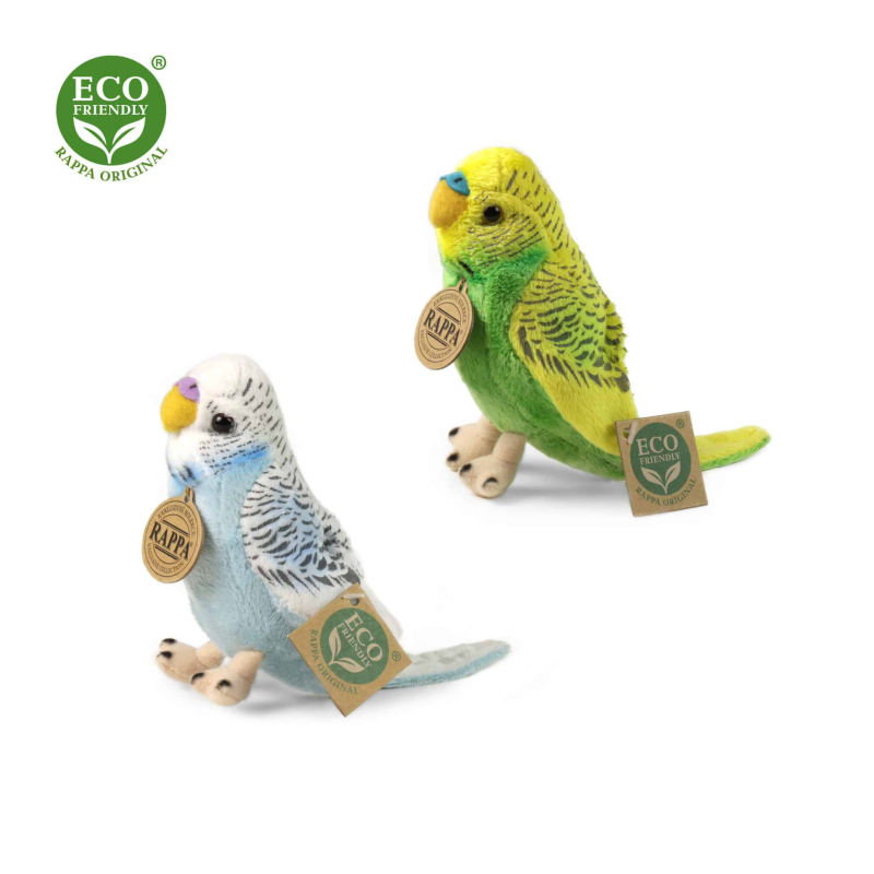 Плюшен Вълнист папагал, син, 12 см