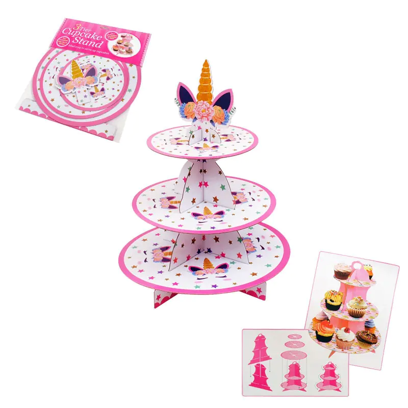 Стойка за сладкиши на три нива - Еднорог