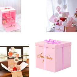 Голяма розова кутия за парти изненада Голяма розова кутия за парти изненада