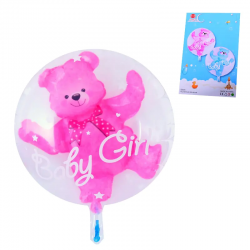 Балон с мече 2 в 1 за бебе момиче Балон с мече 2 в 1 за бебе момиче