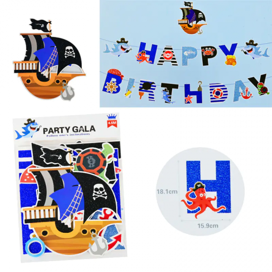 Парти надпис Пират Happy Birthday