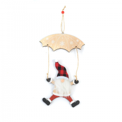 Коледна украса за врата - Гном с чадър