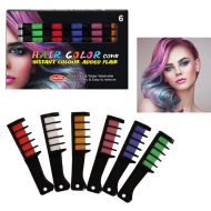 Комплект гребени с цветни пастели за коса - 6 цвята