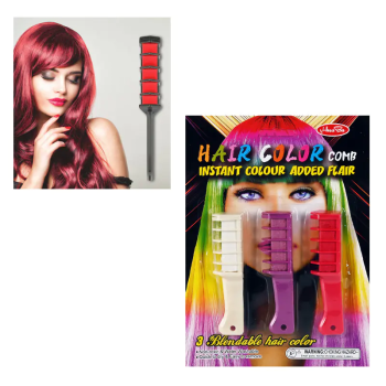 Комплект гребени с цветни пастели за коса - 3 цвята