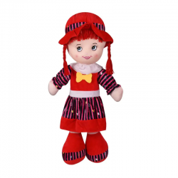 Мека кукла Боряна с червена рокля, 70 см