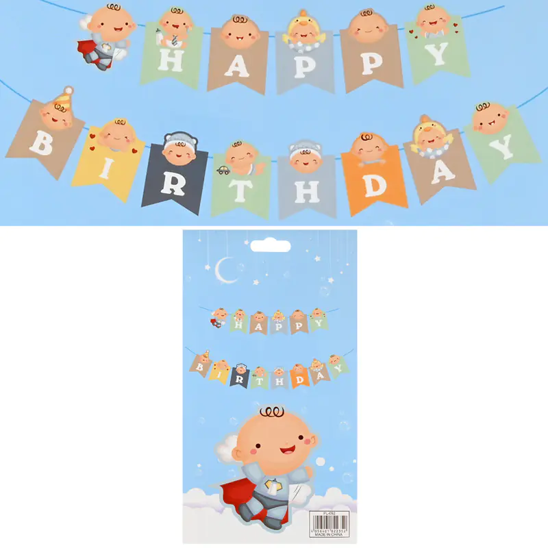 Парти надпис Happy Birthday за бебе момче