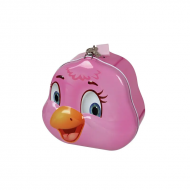 Метална касичка - Птиче с ключе и катинар в розово