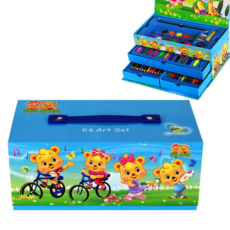 Комплект за оцветяване в куфарче, син, 54 части