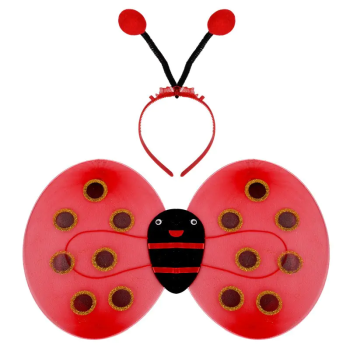 Парти комплект с крила и диадема в червено