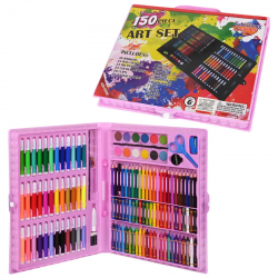 Комплект за рисуване и оцветяване в розово куфарче, 150 части